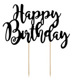 Cake topper Happy Birthday Zwart