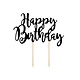 Cake topper Happy Birthday Zwart