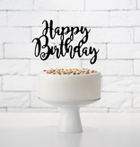 Cake topper Happy Birthday Zwart