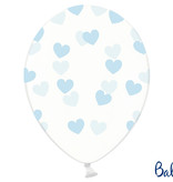6 Transparante Ballonnen met hartjes print Sky Blue