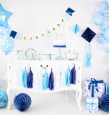 6 Transparante Ballonnen met hartjes print Sky Blue