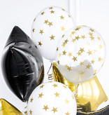 6 Transparante Ballonnen met Sterren print Goud