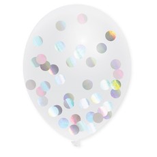 Transparante Confetti Ballonnen Holografisch - 5 Stuks