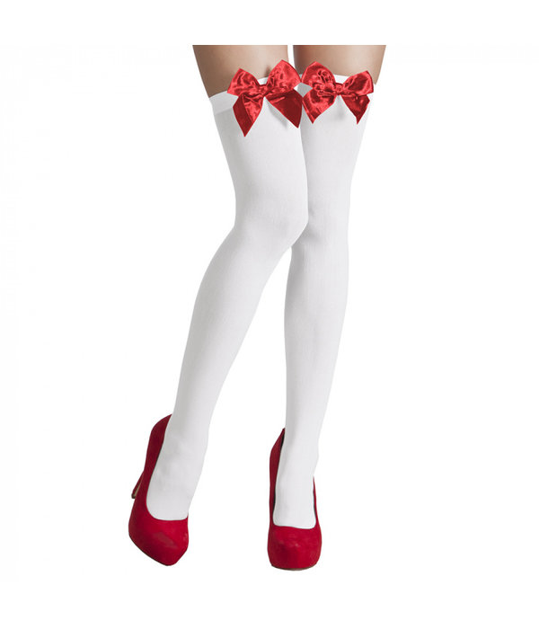 Pantykousen Wit Met Rode Strik