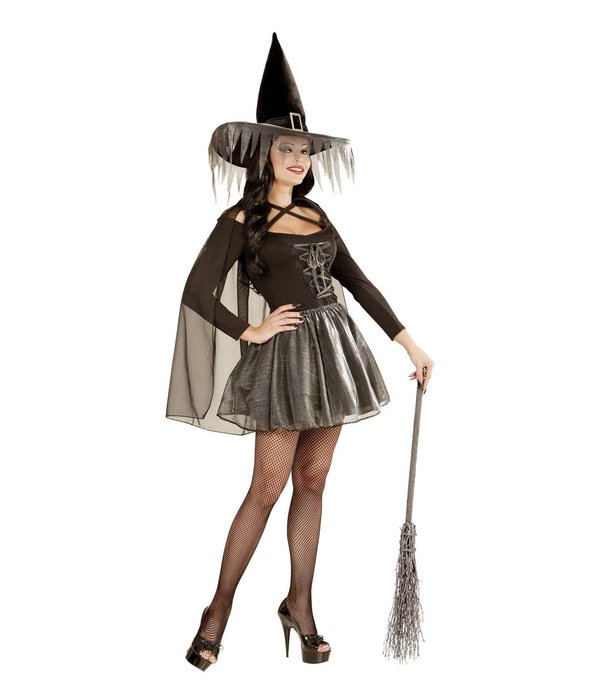Zilveren heks verkleedkostuum