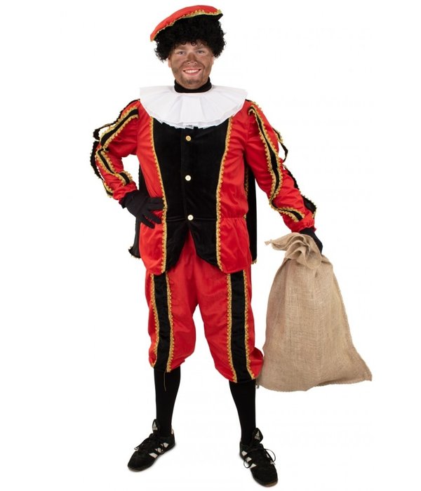 Pieten outfit zwart/rood pluche
