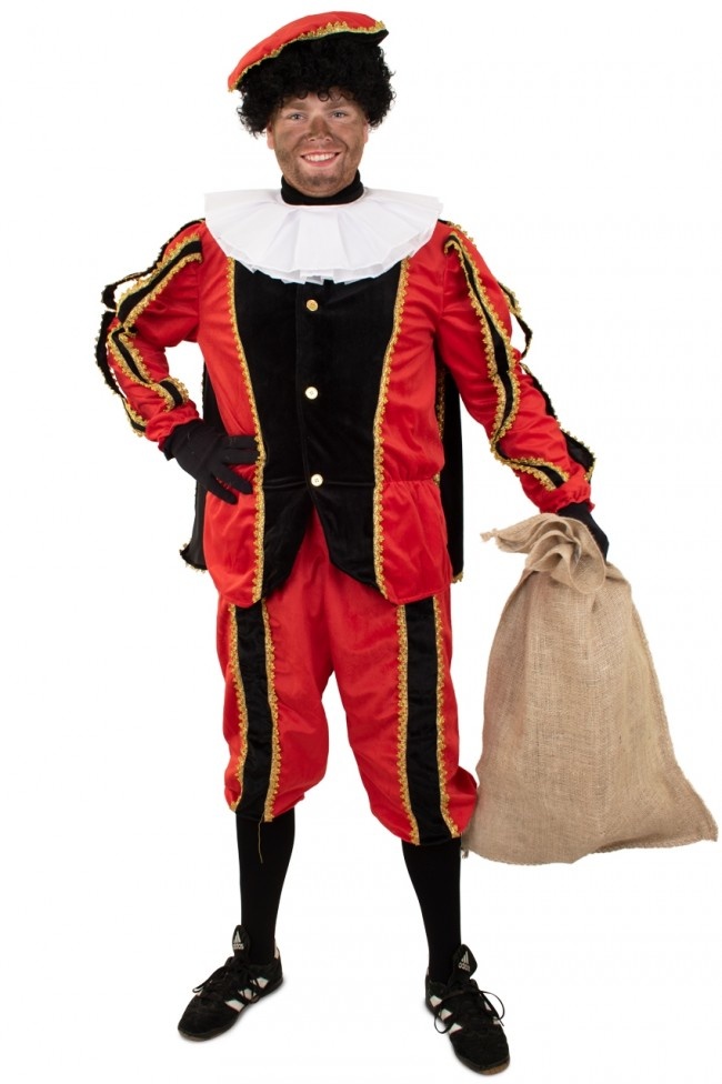 Pieten outfit zwart/rood pluche afbeelding