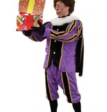 Pietenpak pluche 3-delig paars/zwart