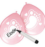 Beschrijfbare Ballonnen Baby Roze (6st)