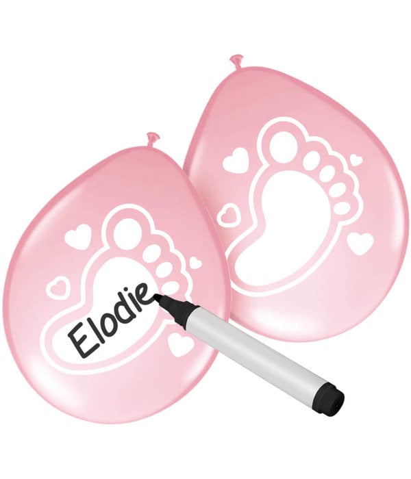 Beschrijfbare Ballonnen Baby Roze (6st)