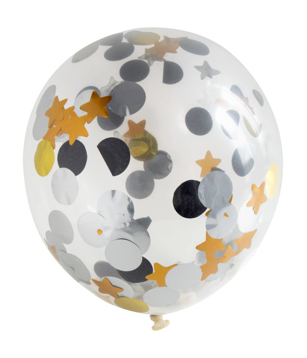 Confetti Ballonnen Stippen/Sterren mix (4st)