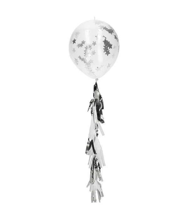 Confetti Ballonnen Zilveren Sterren Met Tassel (3st)