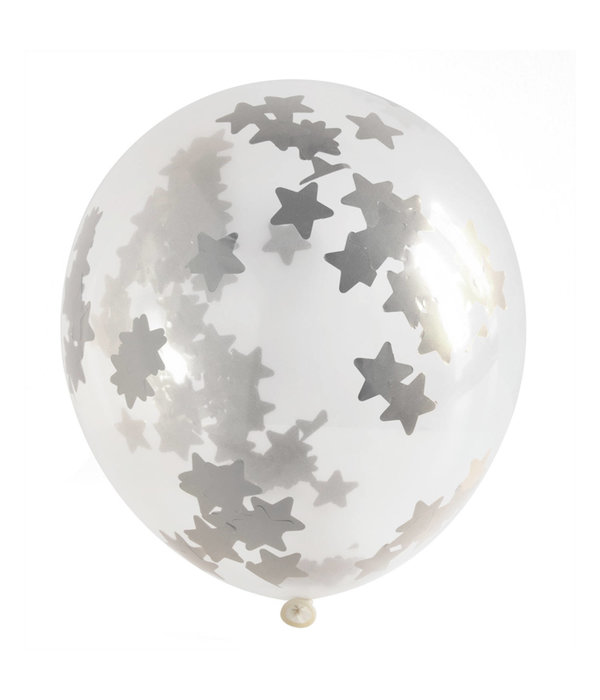 Confetti Ballonnen Zilveren Sterren Met Tassel (3st)