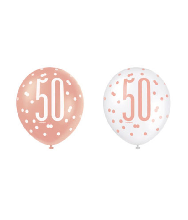 Ballonnen 50 Jaar Rosé Goud Glitz (6st)
