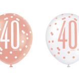 Ballonnen 40 Jaar Rosé Goud Glitz (6st)