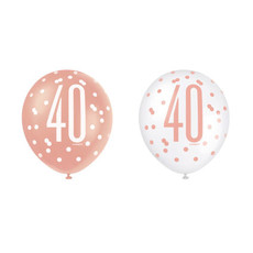 Ballonnen 40 Jaar Rosé Goud Glitz (6st)