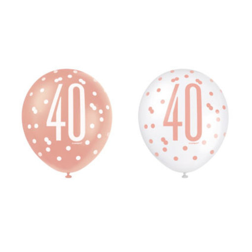Ballonnen 40 Jaar Rosé Goud Glitz (6st)