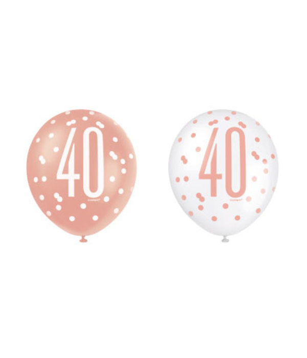 Ballonnen 40 Jaar Rosé Goud Glitz (6st)