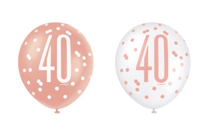 Ballonnen 40 Jaar Rosé Goud Glitz (6st)