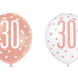 Ballonnen 30 Jaar Rosé Goud Glitz (6st)