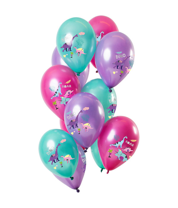 Metallic Ballonnen Dinosaurussen Premium Paars (12st)