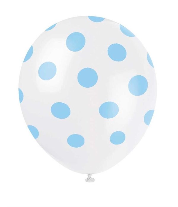 Ballonnen Wit Met Blauwe Stippen (6st)