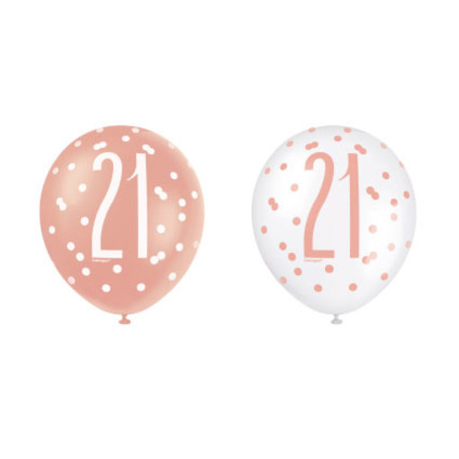Ballonnen 21 Jaar Rosé Goud Glitz (6st)