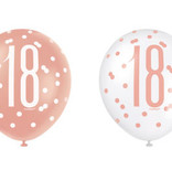 Ballonnen 18 Jaar Rosé Goud Glitz (6st)