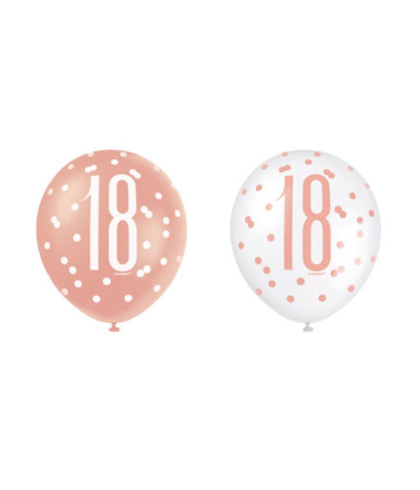 Ballonnen 18 Jaar Rosé Goud Glitz (6st)