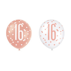 Ballonnen 16 Jaar Rosé Goud Glitz (6st)