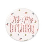 Button 'It's My Birthday' Rosé Goud Glitz