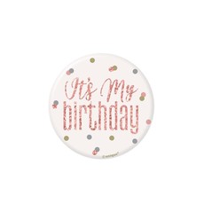 Button 'It's My Birthday' Rosé Goud Glitz