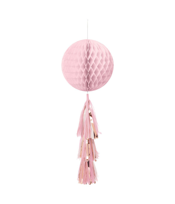Honeycomb Lichtroze Bol Met Tassel (70cm)