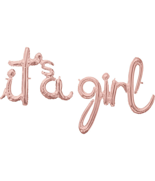 Folie Ballonnen 'It's A Girl' Rosé Goud