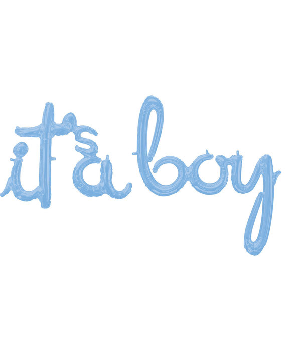 Folie Ballonnen 'It's A Boy' Pastel Blauw