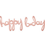 Folieballonnen 'Happy Bday' Rosé Goud