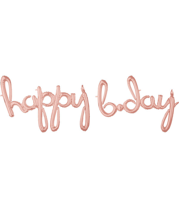 Folieballonnen 'Happy Bday' Rosé Goud
