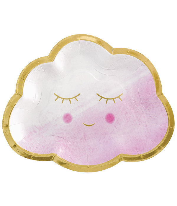 Feestbordjes Wolkjes Roze Meisje (8st)