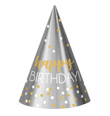Feesthoedjes Happy Birthday Zilver/Goud (12st)