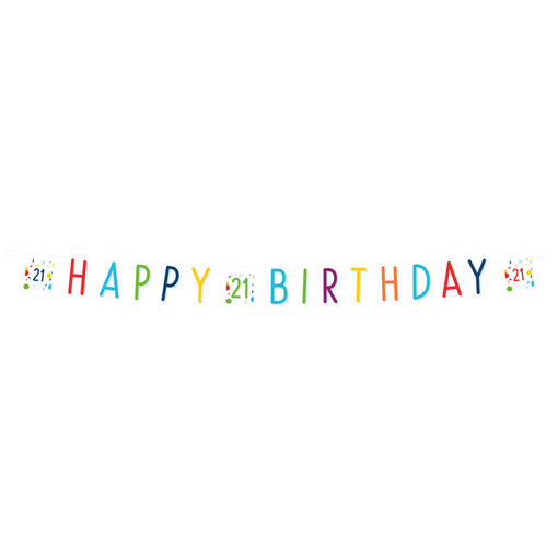 Letterbanner 21 Jaar Happy Birthday Confetti