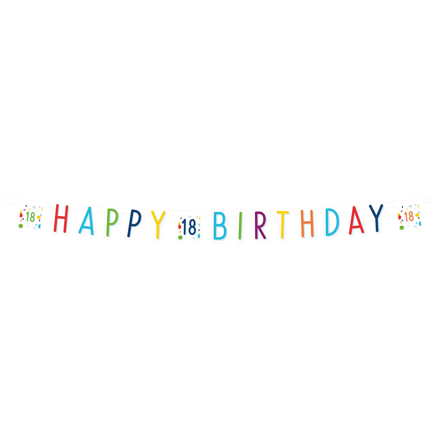 Letterbanner 18 Jaar Happy Birthday Confetti