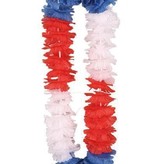 Hawaii krans rood-wit-blauw