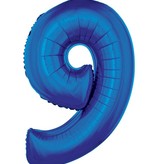 Folieballon Blauw Cijfer '9' Groot