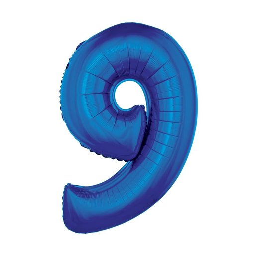 Folieballon Blauw Cijfer '9' Groot