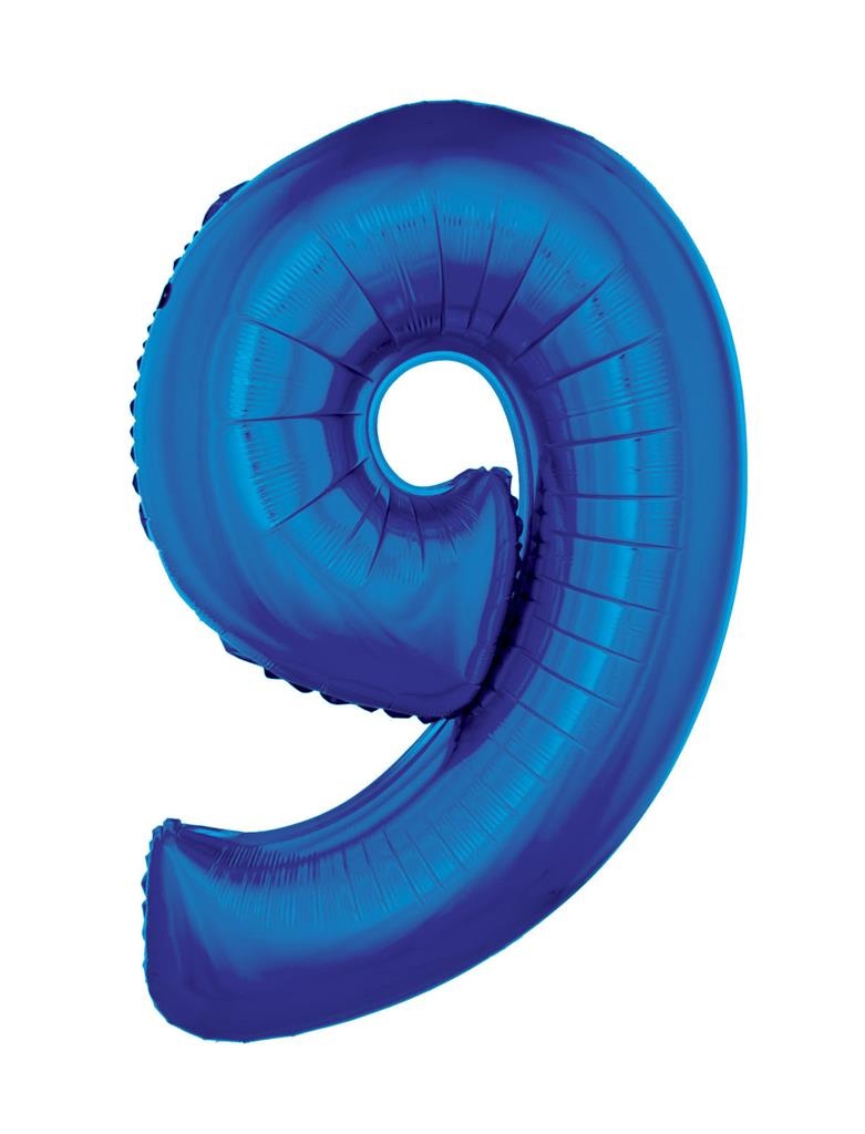Folieballon Blauw Cijfer &apos;9&apos; Groot afbeelding