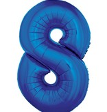 Folieballon Blauw Cijfer '8' Groot