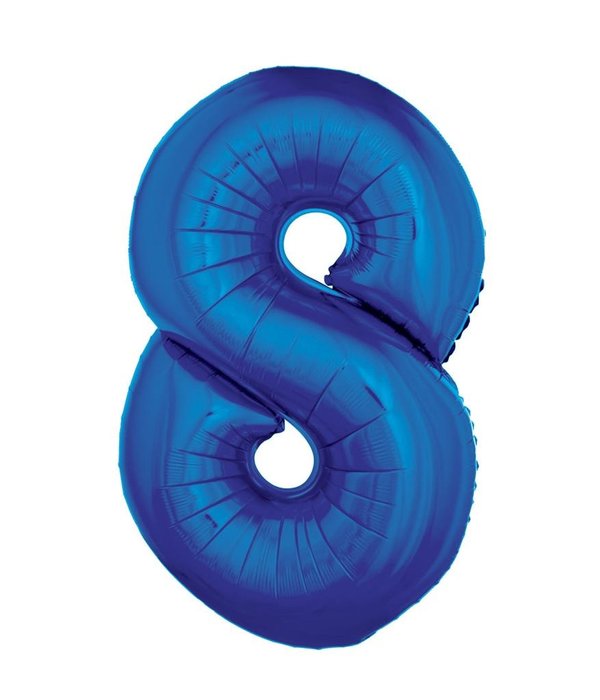 Folieballon Blauw Cijfer '8' Groot