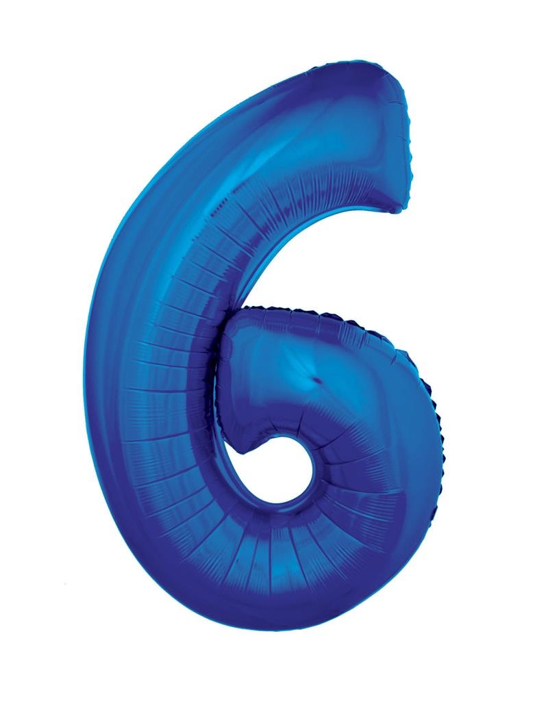 Folieballon Blauw Cijfer &apos;6&apos; Groot afbeelding