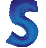 Folieballon Blauw Cijfer '5' Groot