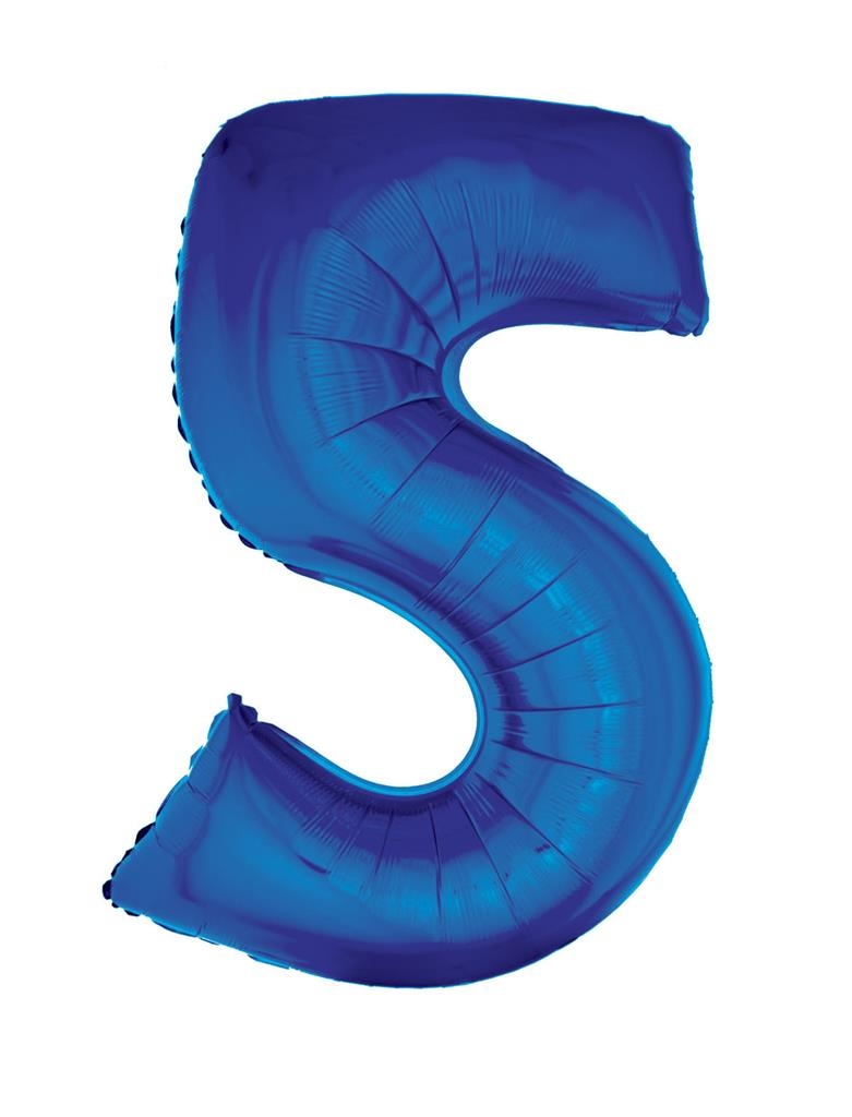 Folieballon Blauw Cijfer &apos;5&apos; Groot afbeelding